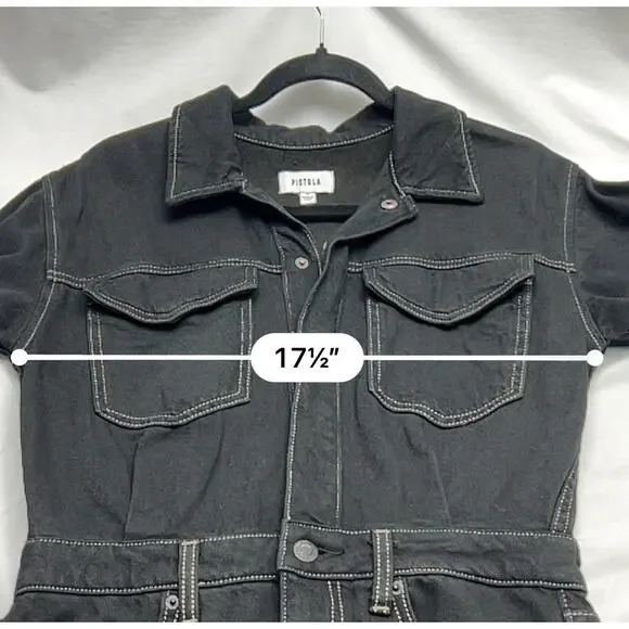 Pistola Women's Amira Long Sleeve Denim Jean Sheath Midi Dress In Noir Size S - Picture 5 of 12